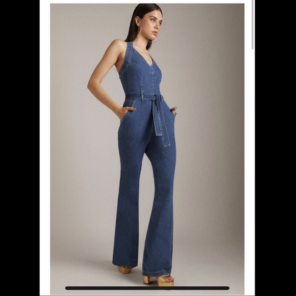 Karen Millen Pants & Jumpsuits Karen Millen Denim Halter Jumpsuit
